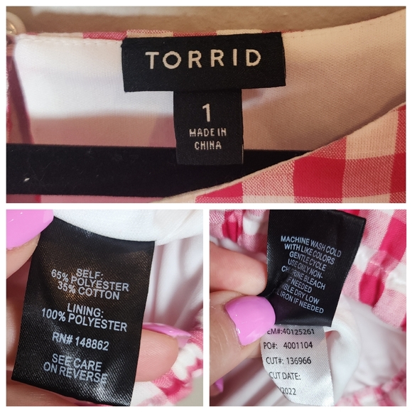 Torrid Midi Seersucker Smocked Skirt Set Pink White Gingham Plaid Size 1X - Picture 5 of 16